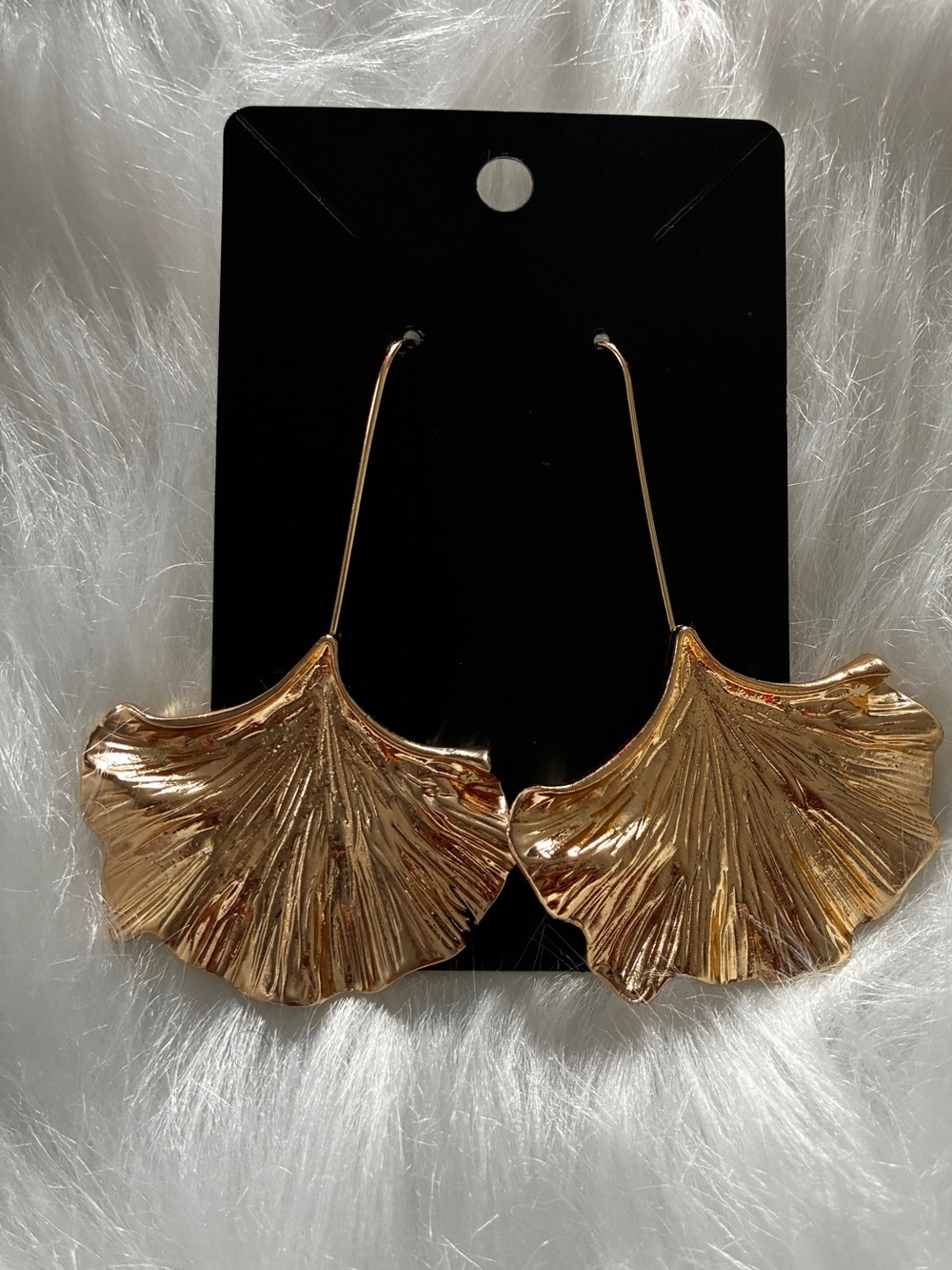 Gold Ginkgo Leaf Drop Earrings - Women Jewelry